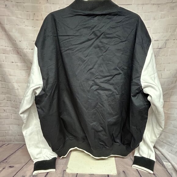 Adidas ALL SZN Mens Black White Varsity Logomania Collegiate Jacket Size Large - Picture 6 of 8